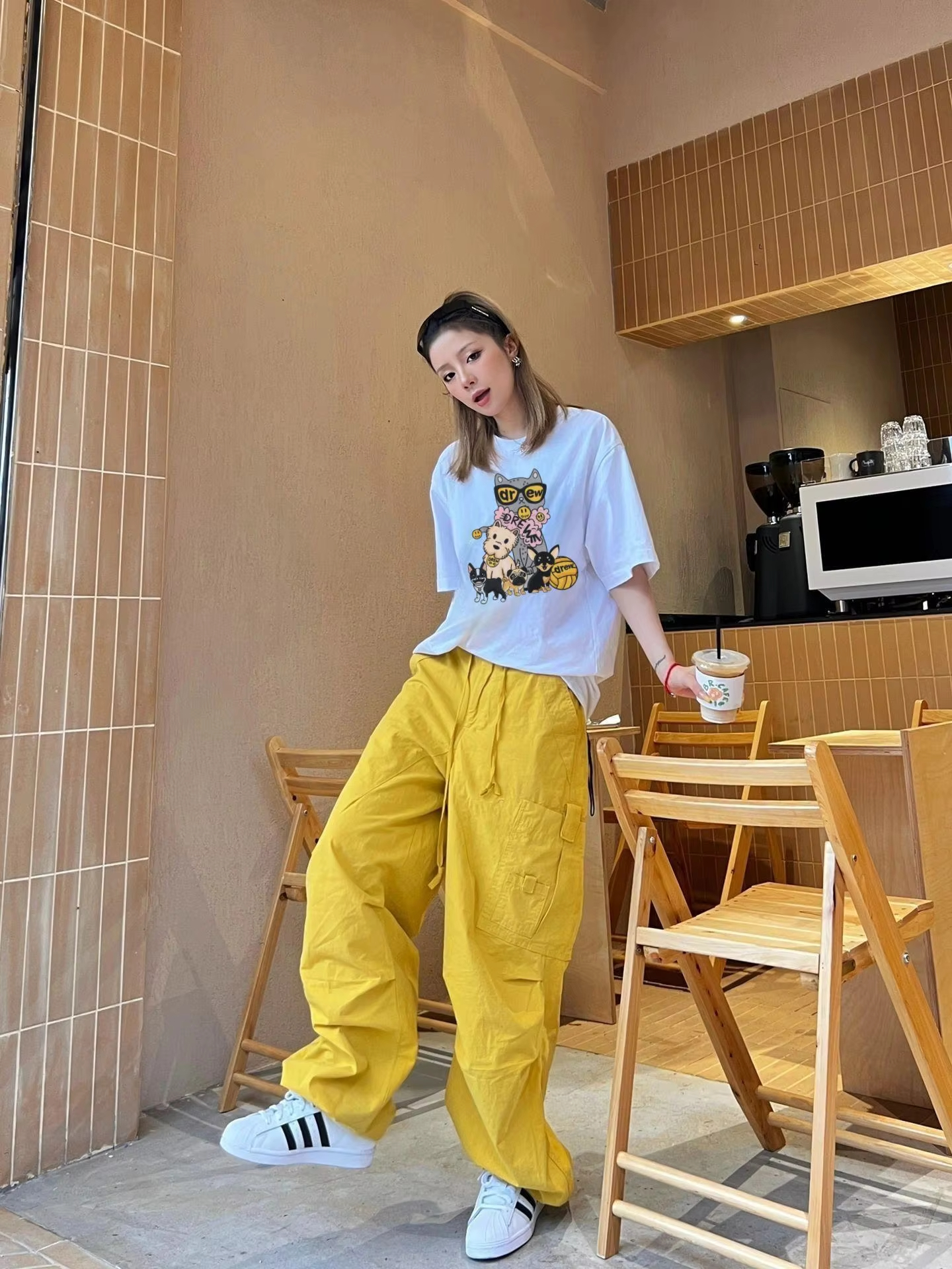 Drew House New Mens Clothing cartoon print T shirt men's and women's printed loose short sleeve T-shirt Designer luxury