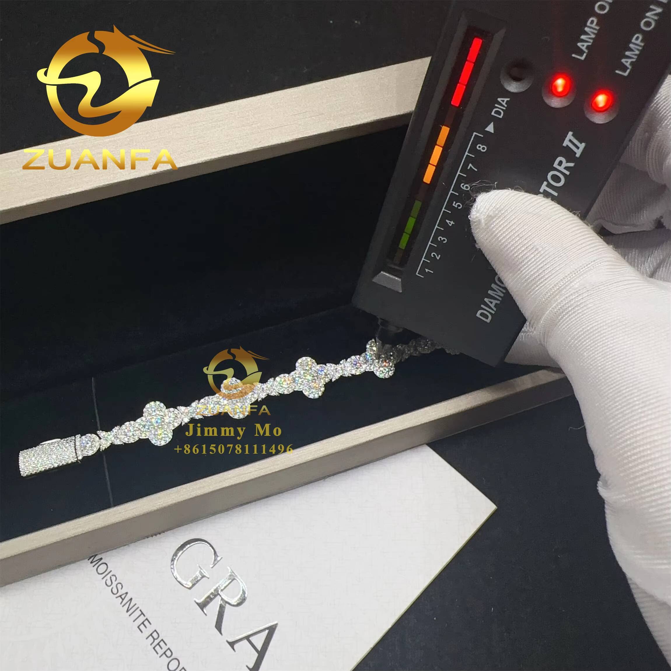 2025 Popular New Arrivals Bulk Stock 925 Silver Iced Out Hip Hop Jewelry VVS1 Moissanite Diamond Cross Cuban Bracelet Men