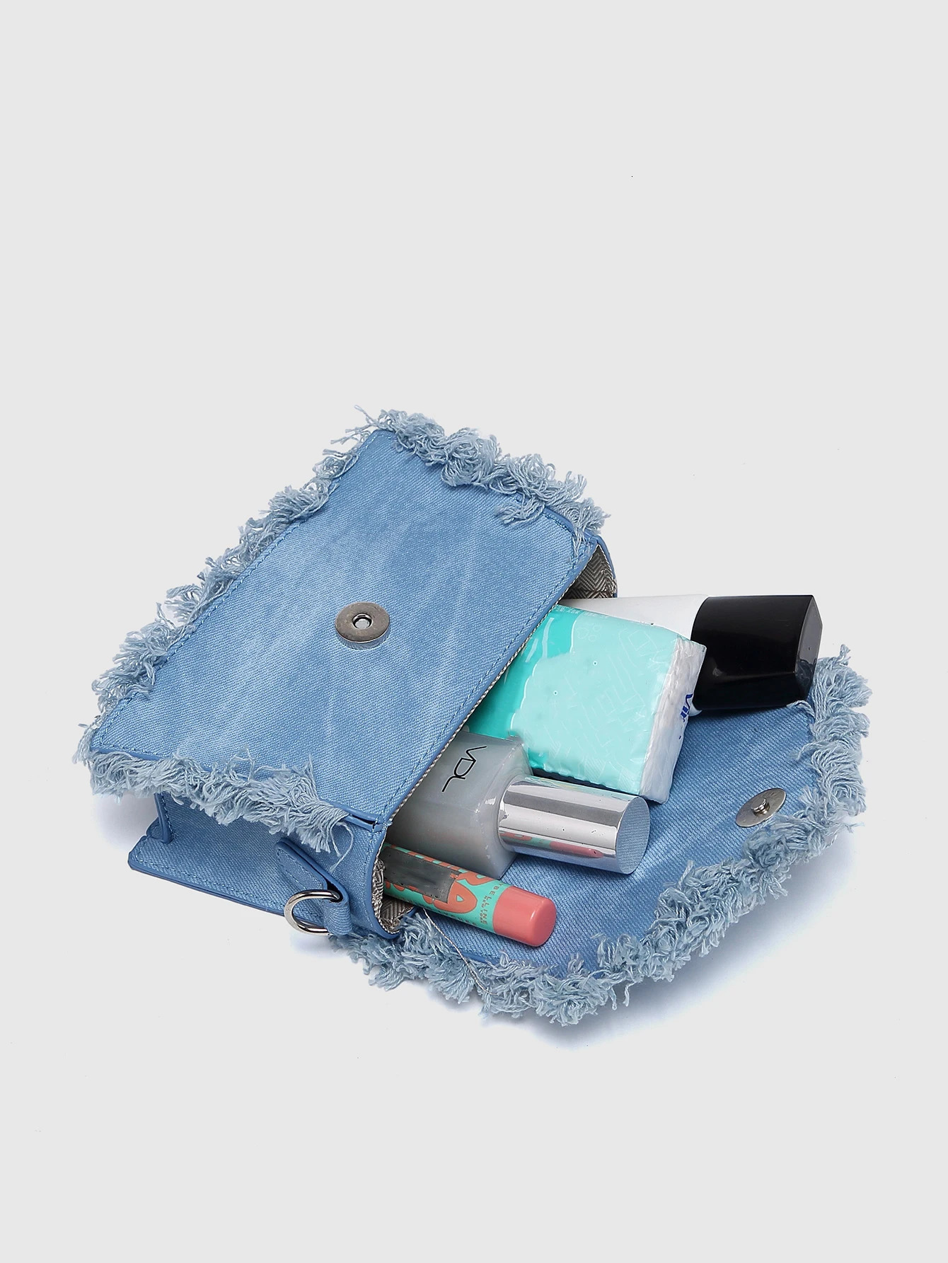 Retro tassel handbag denim blue mini bag chain shoulder crossbody bag 250805