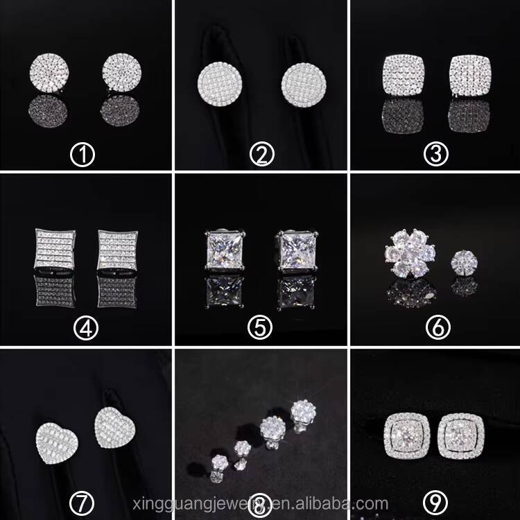 Custom Fine Jewelry Earrings 925 Silver 18k Gold Plated Screw Back Stud Earring D Color VVS Moissanite Earring GRA Certificate