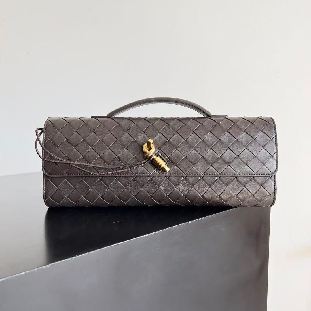 Leather Long Clutch Andiamo With Handle Intrecciato Cow Leather Women Bags Purses And Handbag Evening Bag