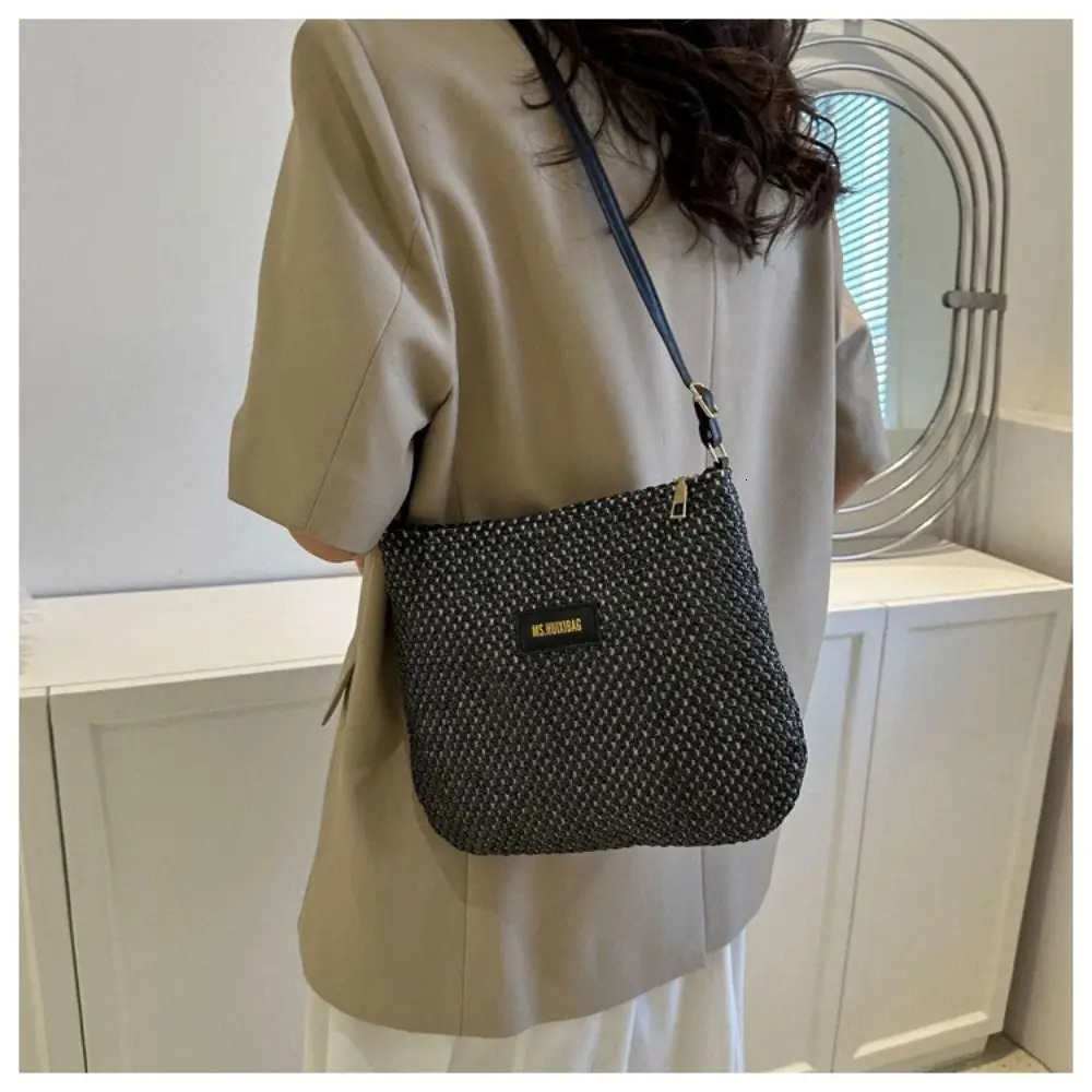 Ladies Fashion Summer Straw Crossbody Bag Women Beach Holiday Shopping Woven Shoulder Handbag Messenger Purses for Women Bags 250805