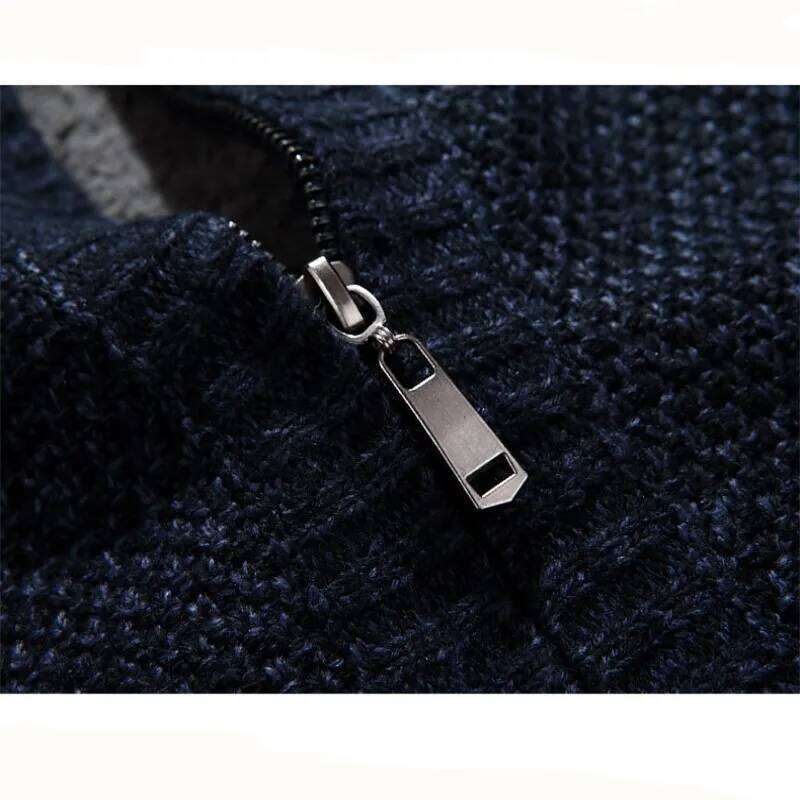 High Quality Sweaters With Zippers Thick Fleece Warm Black Casual Winter Men Cardigan Big Size XXXL