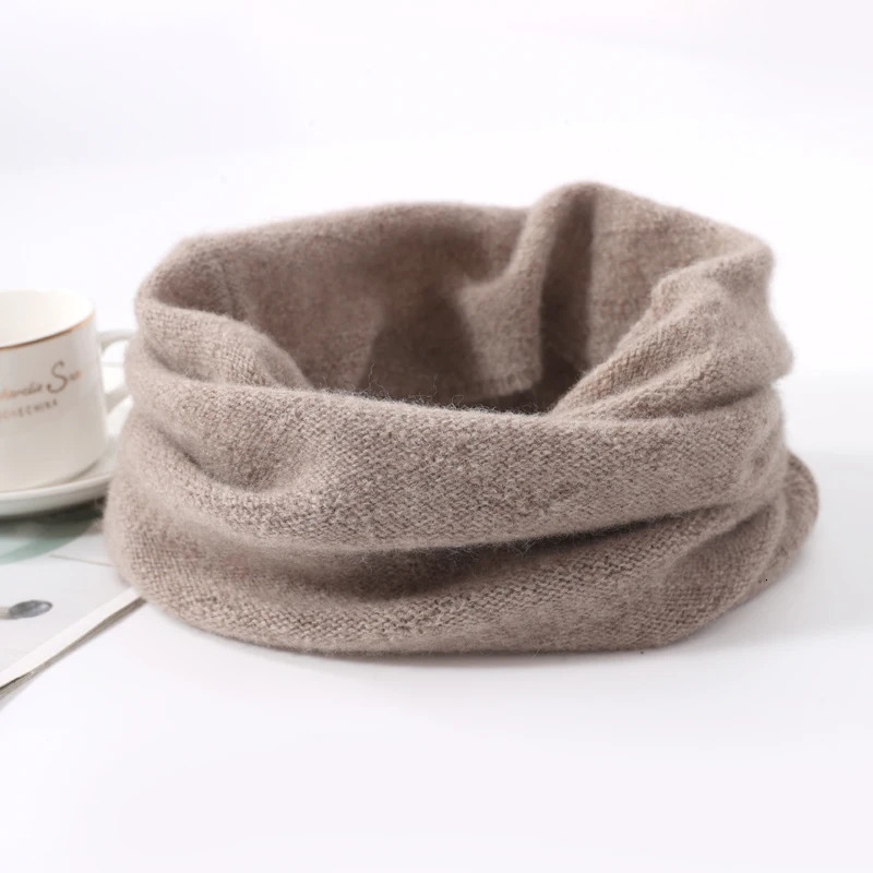 100% Pure Wool Ring Scarf Hollow Out Neckerchief Women Knitted Cashmere Headband Female Neck Warmer Soft Collar 250806