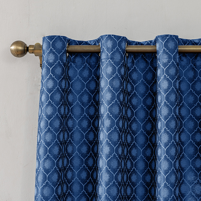 YL-36847 Thickened Double-sided Cotton and Linen Bedroom Curtain Fabric Soundproof Full Blackout Modern Simple Living Room Curtain Finished Product Wh