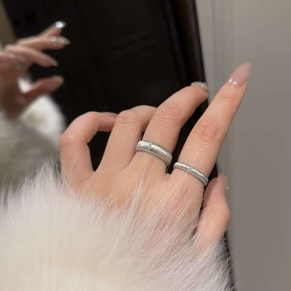 French Style Light Luxury Brushed Craft Italian Vintage Wide Narrow Version Couple Rings Adjustable Open Ring