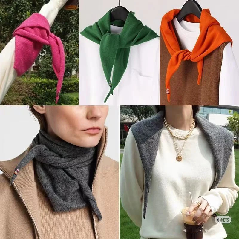 British Korean Triangle Scarf Niche Wool Triangular Scarf Women Headscarf Knitted Scarf Multi-functional Warm Knitted Scarf 250805