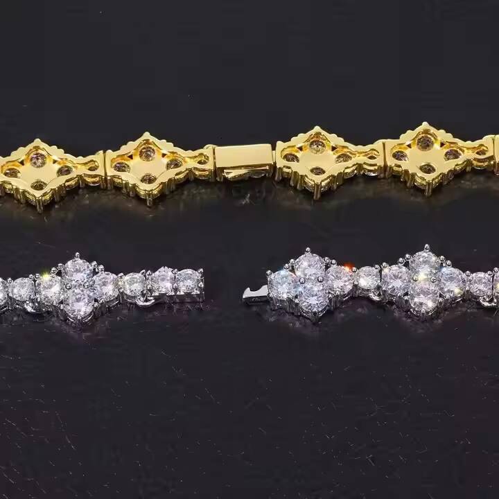 VVS Clarity Moissanite Hip Hop Chain Sterling Silver Round Diamond Cuban Link Infinity Chain for Men in affordable price