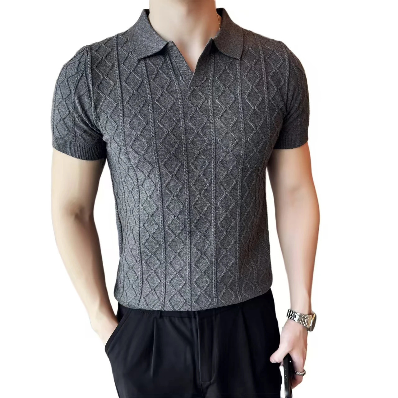 Polo Style Sweaters For Men Autumn Winter Slim Fit Short Sleeve Mens Casual Sweater Turn Down Collar Knitted Pull Homme 3XL 250804