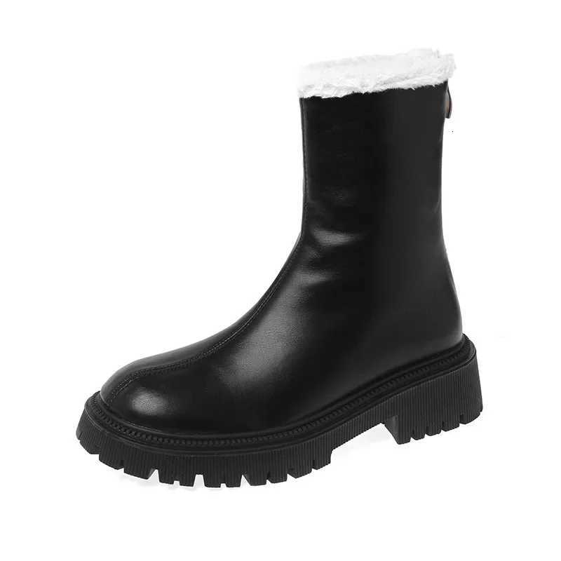 2023 new autumn and winter thick-soled versatile niche high-top boots with plush cotton boots snow boots XJ250807
