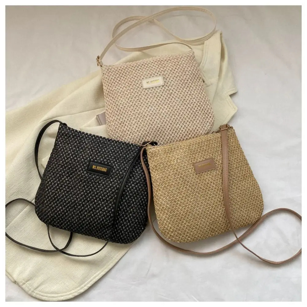 Ladies Fashion Summer Straw Crossbody Bag Women Beach Holiday Shopping Woven Shoulder Handbag Messenger Purses for Women Bags 250805