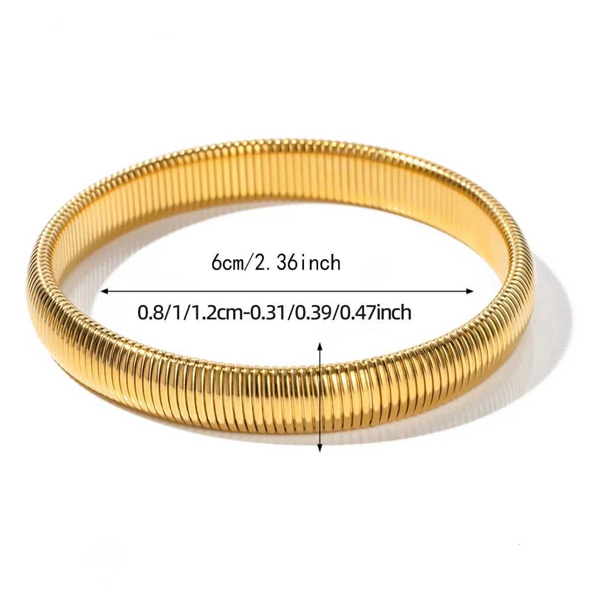 Elastic Stainless Steel Texture Flex Snake Chain Cuff Bracelet 18k Gold Plated Wide Bracelet Bangle Fashion Jewelry Women Gift W250807