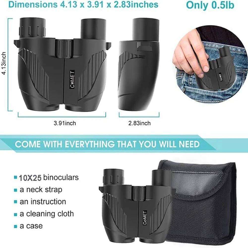 X Compact Binoculars Adults And Kids Large Eyepiece Waterproof Binocular Easy Focus Bak Prism For Bird Watching Hiking