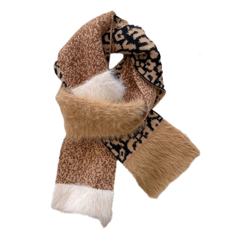 Leopard Knitting Scarf Women Autumn Winter Thick Soft Warm Muffler HighQuality Versatile Cashmere Shawl Female 250806