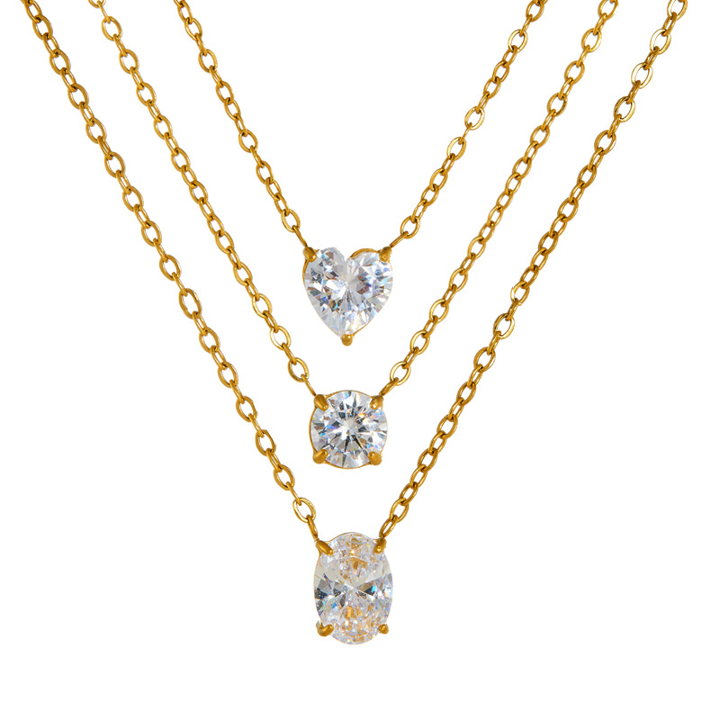 2025 Choucong Ins Top Sell Sweet Cute Simple Fashion Jewelry Stainless Stee 18K Gold Oval Cut 5A Cubic Zircon CZ Diamond Heart Pendant Party Women Cla