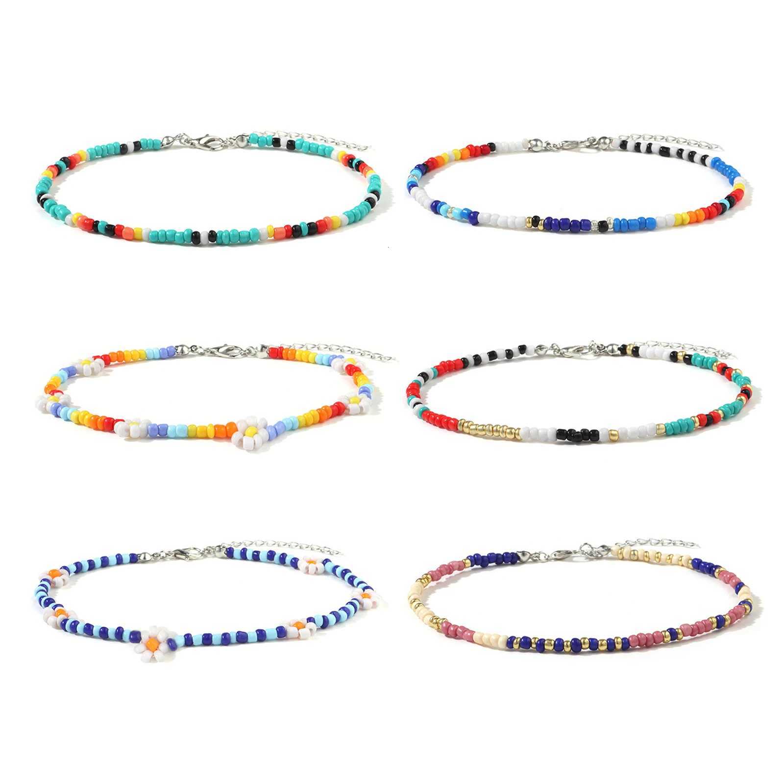 Bohemian Flower Daidy Colorful Beads Anklets For Women Party Adjustable On Leg Foot Summer Beach Jewelry Gifts Y250805