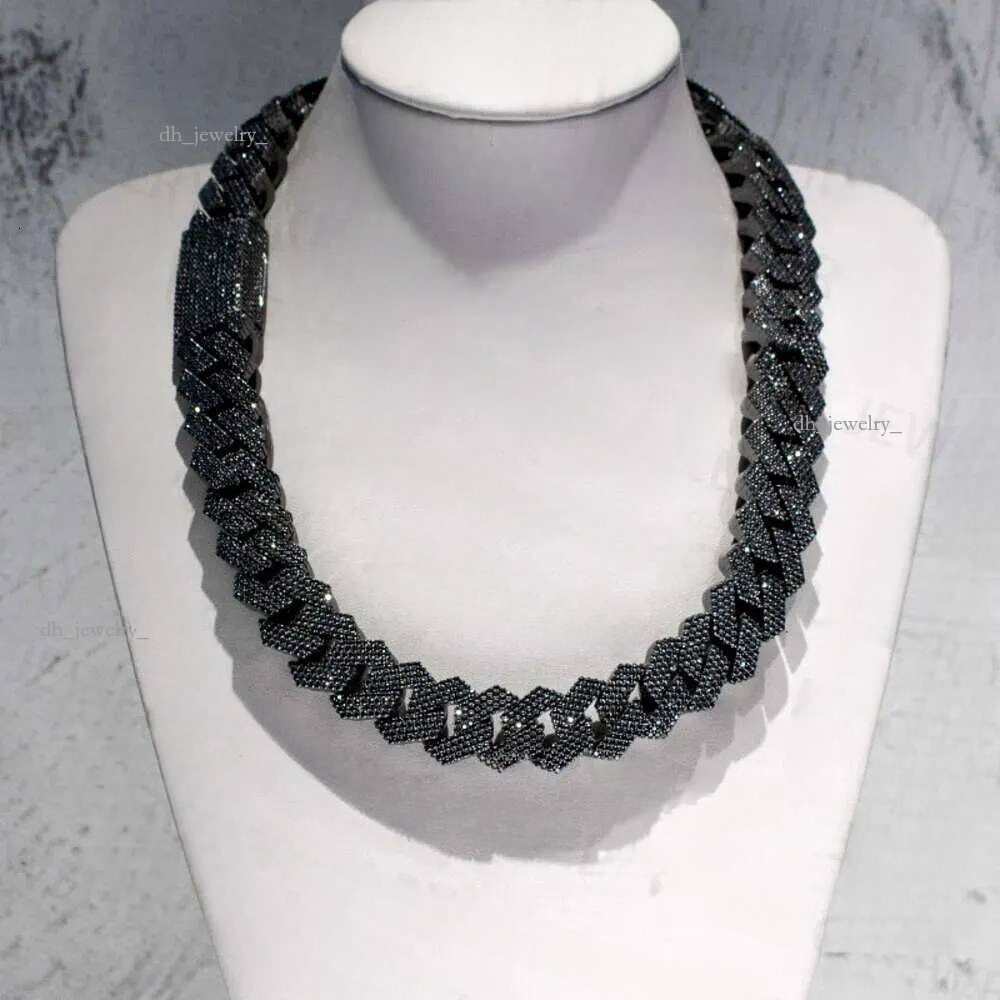 Hip Men ice out Hop Rapper Mossanite Necklace Jewelry Vvs Sterg Sier 20mm Black Dia Moissanite Cuban k Chain