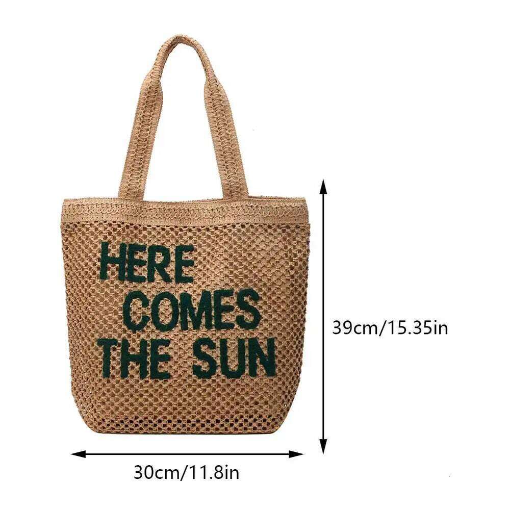 Straw Shoulder For Women's Raffia Hollow Out Woven Bag Large Capacity Rattan Crochet Tote Bags Summer Beach Underarm Handbag
