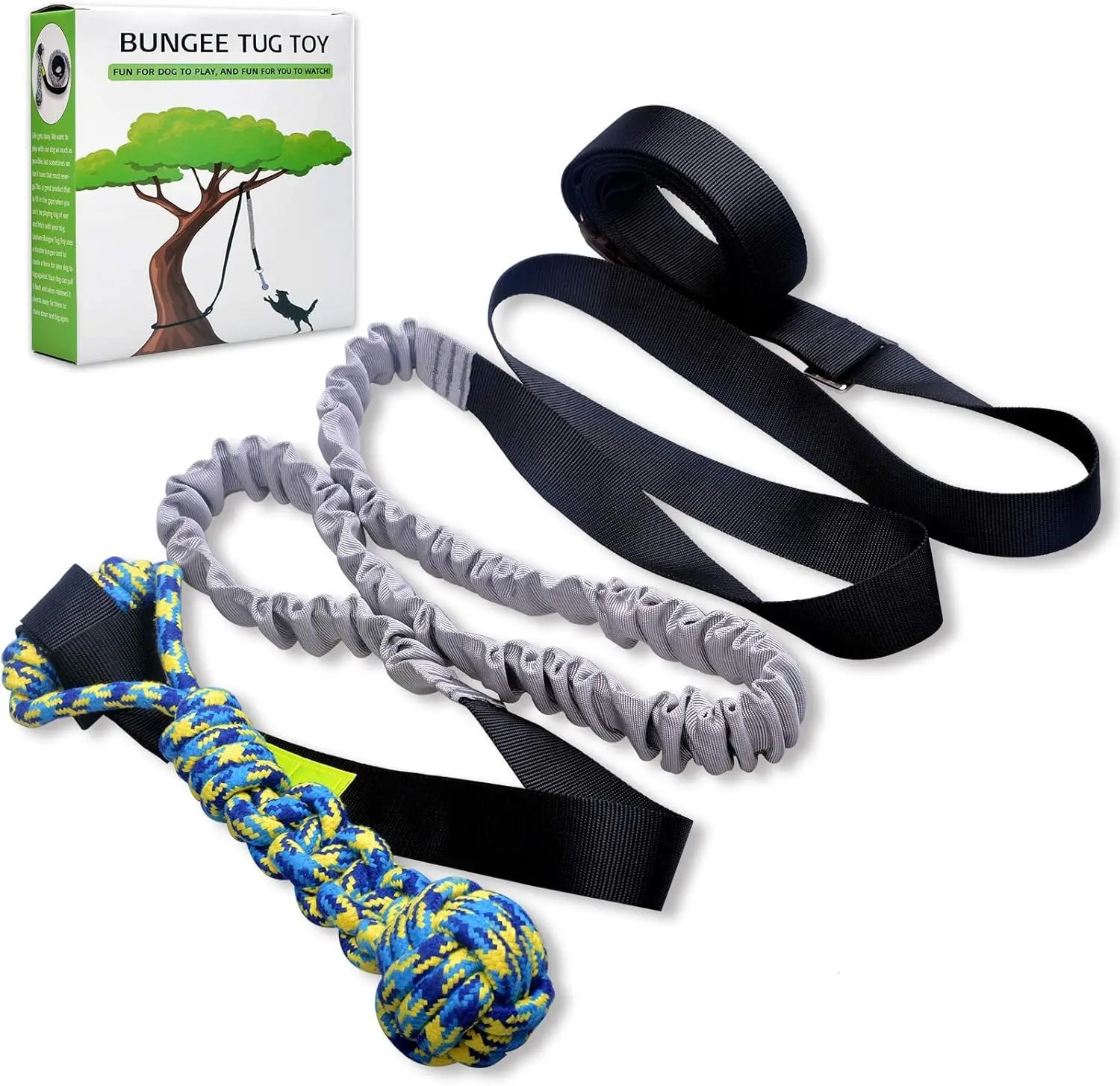 Outdoor Bungee Tug Toy Dog Toy Hanging from Tree for Small to Large Dogs Interactive Exercise Play Cord Tether with Chew Rop 250804