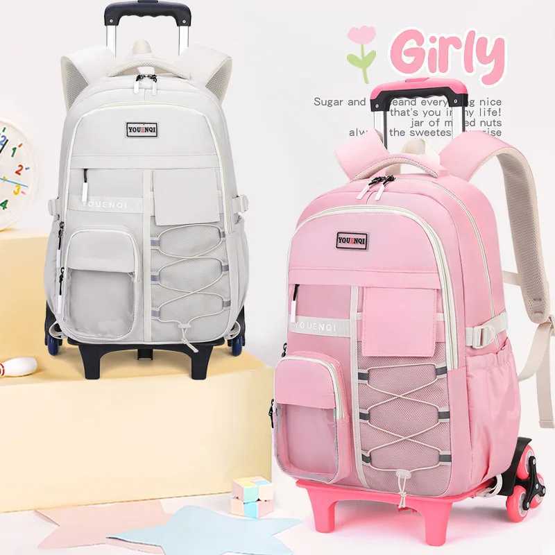 Children School bag With Wheels Students Backpacks For Boy Girls Teens Trolley Bag Kids Schoolbag Rolling Wheeled Backpack book G250807