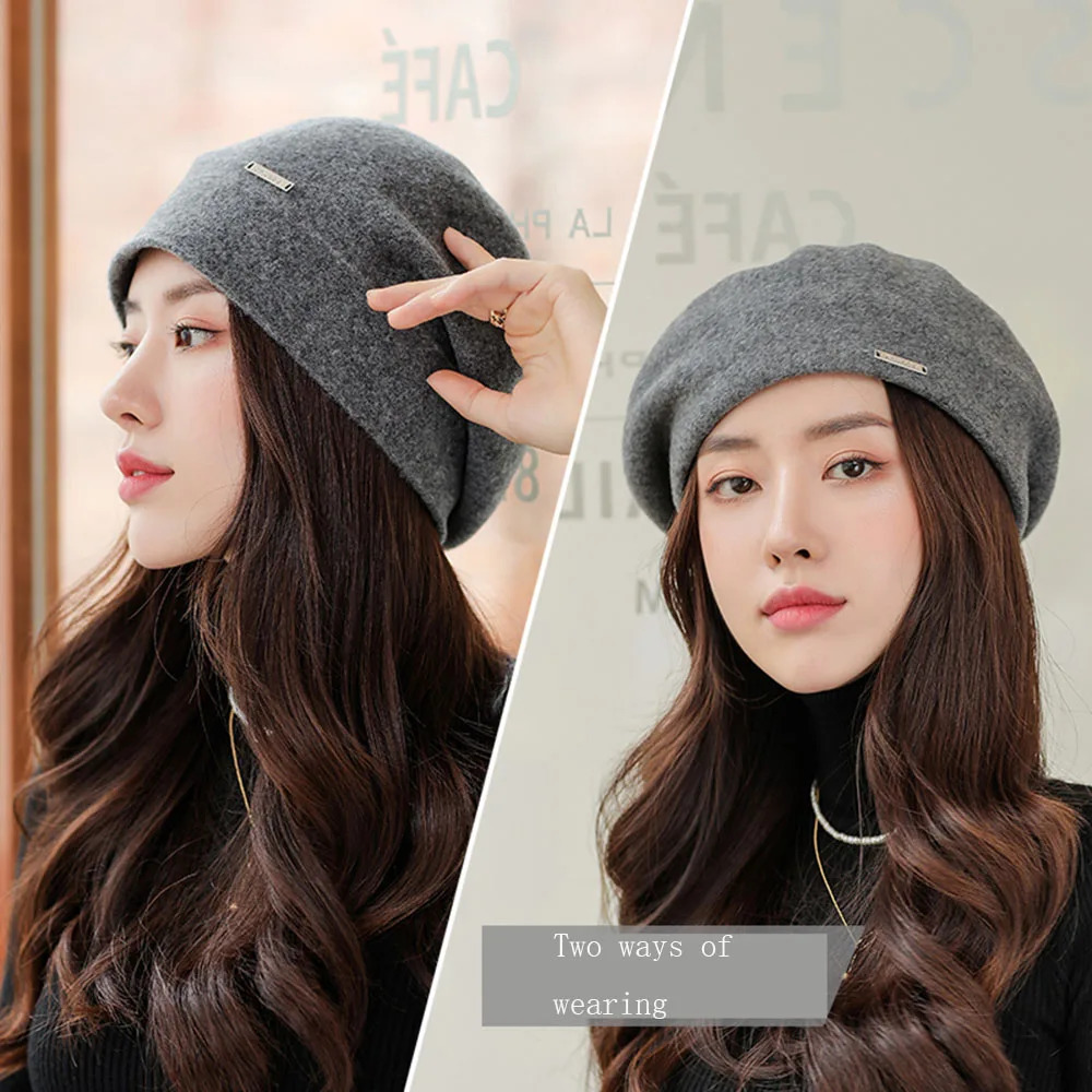 Female Boutique Cashmere Blend Winter Hat Fur Warm Soft Wool Women Skullies Beanies Wholesale Fedora Retro lady caps beret 250805