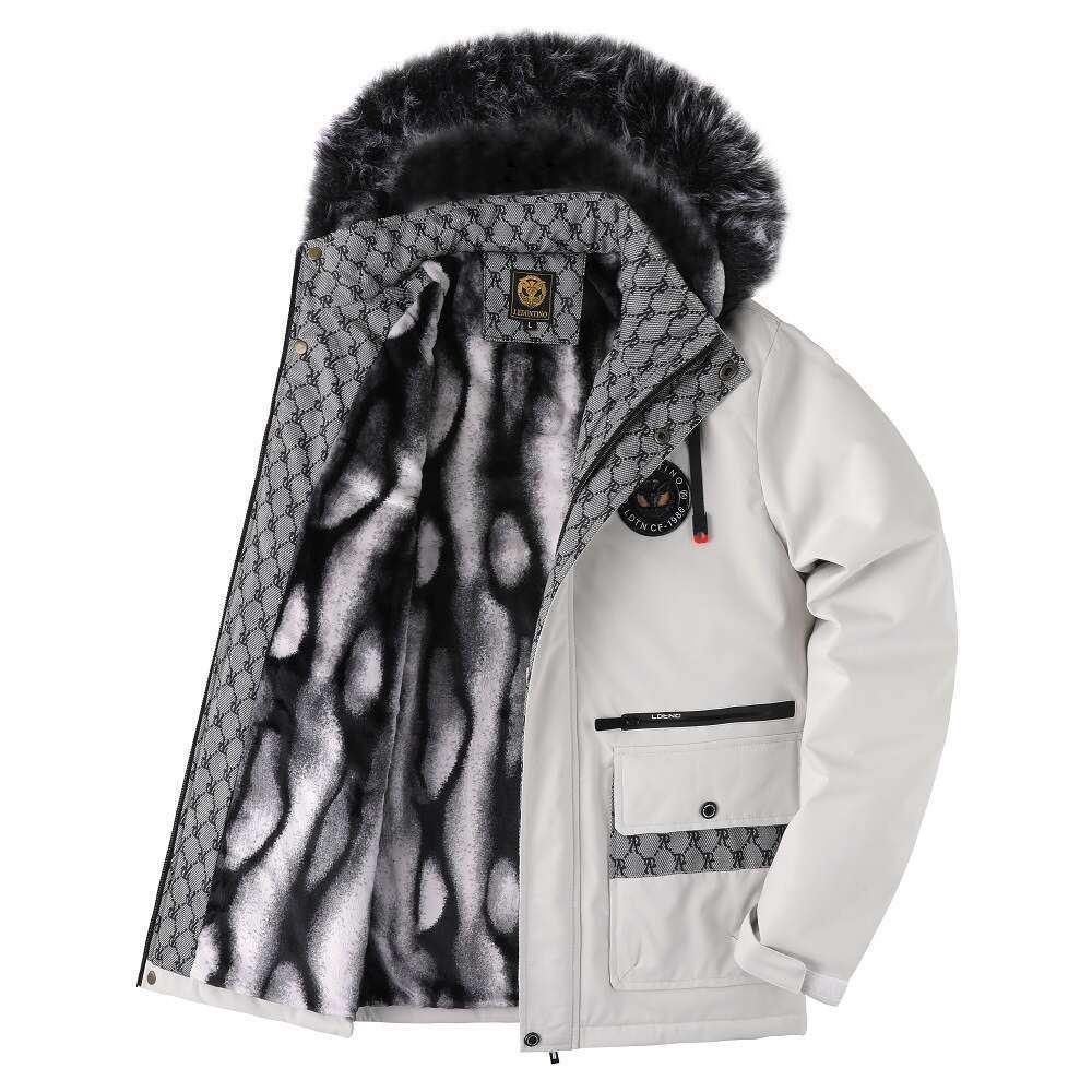 Autumn Winter New Men's Korean Style Fur Collar Thickened Cotton Jacket Casual Fashion Coat