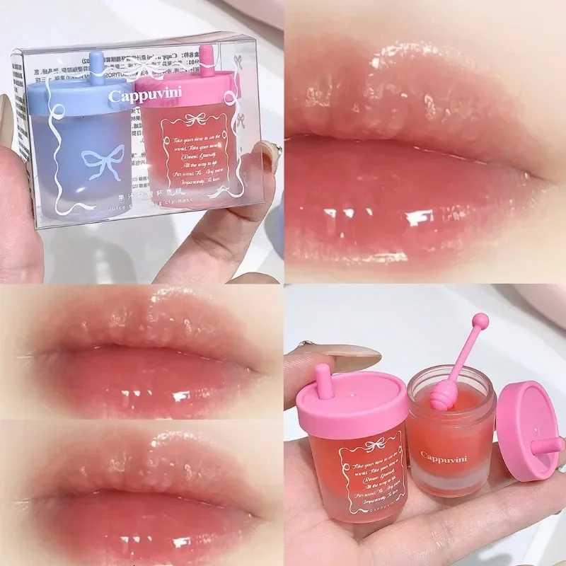 Strawberry Juice Mug Moisturizing Lip Mask Hydrating Lightening Lip Lines Fruity Makeup Solid Tinted Lip Balm Jelly Gloss MakeupXJ250807