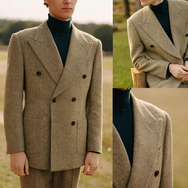 Men's Herringbone Jacket New in Suits & Blazers for Man Coat Mens Blazzer Dress Jackets Man Suit Male Coats Elegant Top Jakets