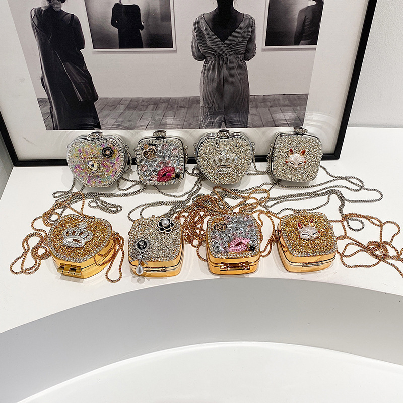 Free shipping designer Shiny Hot Girl Chain Crossbody Bag Acrylic Bag Female Mini Full Diamond Inlaid Powder Bag Street High-end Small Bag