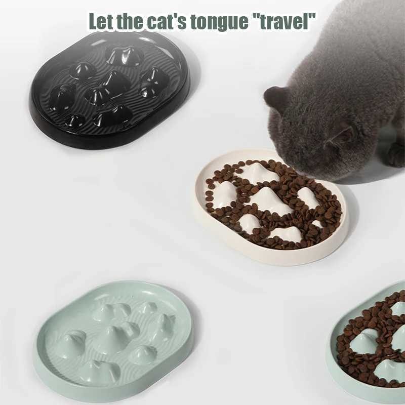 Pure Color Simple Slow Food Plate Slow Food Anti-choking Device Cat Dog Pet Supplies Pet Accessories Cat Bowl Y250806