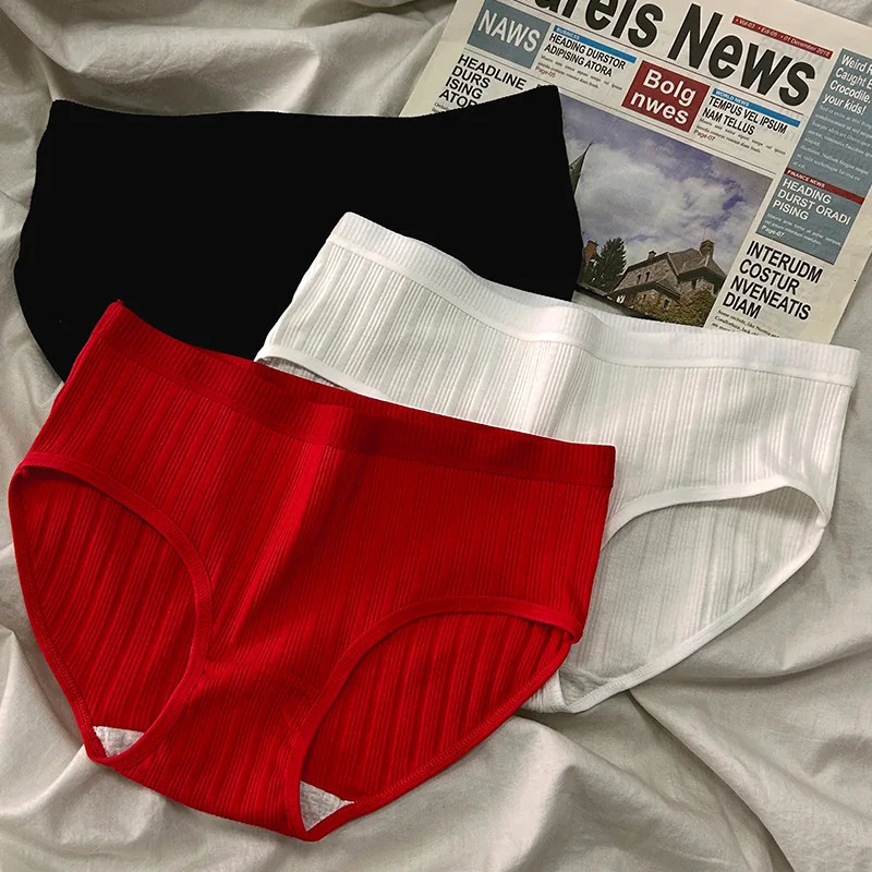 3PCSSet Sports Style Cotton Womens Panties Girls Underwear Breathable Mid Waist Shorts Sexy Lingerie Plus Size Solid Briefs 250807