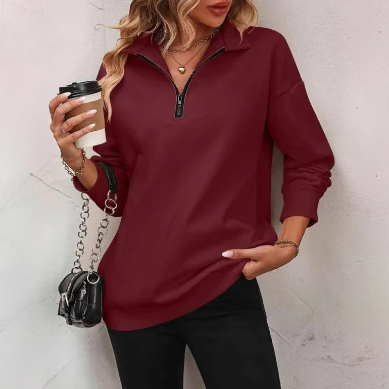 Free Shipping Designer Hoodie 2025 Foreign Trade Women's Half Zipper Long Sleeved Sportswear Fashion Pullover Hooded Sweatshirt