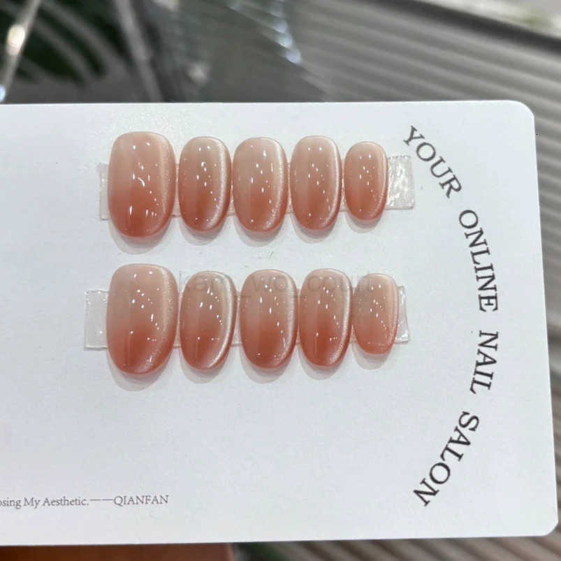 10Pcs Cat Eye Almond Handmade Press on Nails Gradient Colored Fake Nails Wearable Stick-on Nails False Nails False Nails Uas M250807