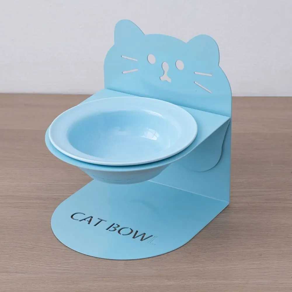 Anti Vomiting Ceramic Cat Bowl Anti Slip Inclined Elevated Cat Water Bowl Adjustable Height Stable Cat High Footed Bowl Y250806