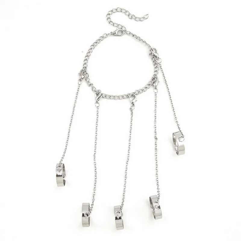 Geometric Silver Color Wrist Bracelet for Men Women Punk Ring Chain Charm Set Fashion Couple Jewelry Gifts Womens Bracelet W250807