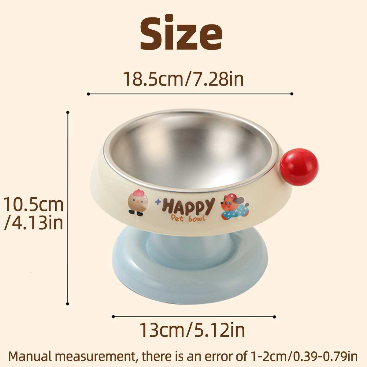 Stainless Steel Pet Bowl Non-Slip Durable Cat Food Bowl Dog Bowl Protects Cervical Spine for Kittens And Dogs Y250806