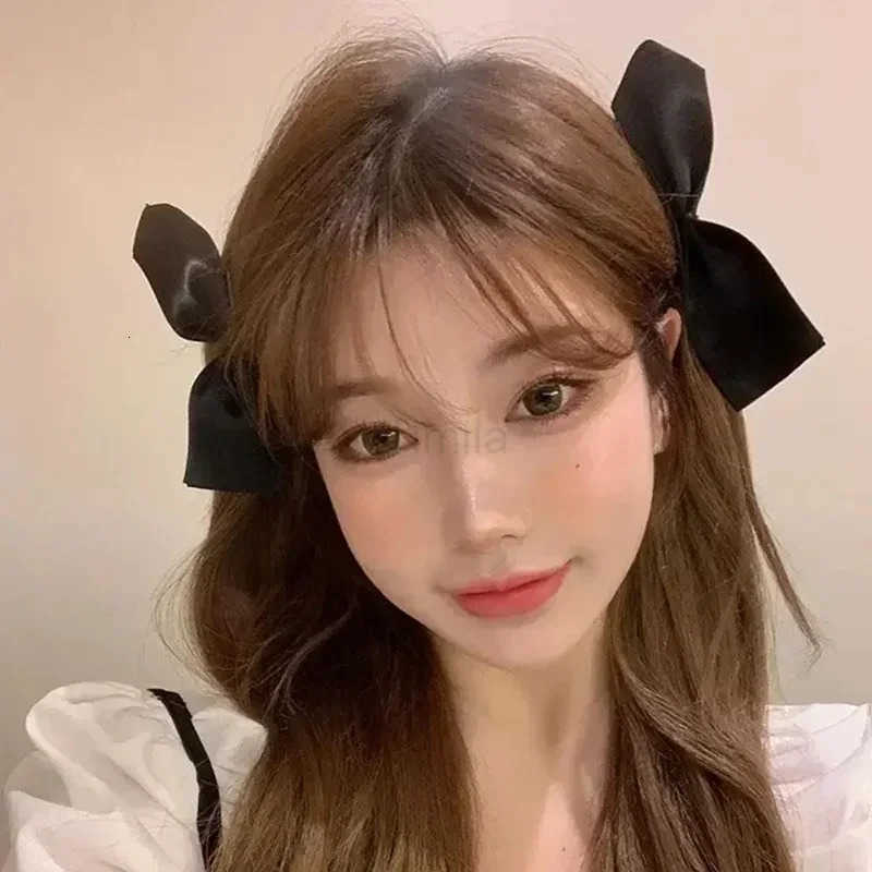 Half Bow Hair Clip Retro Girl Side Duckbill Clip Hair Accessory Black White Ribbon Clips Vintage Bowknot Side Hairpin Cute Girl U250807
