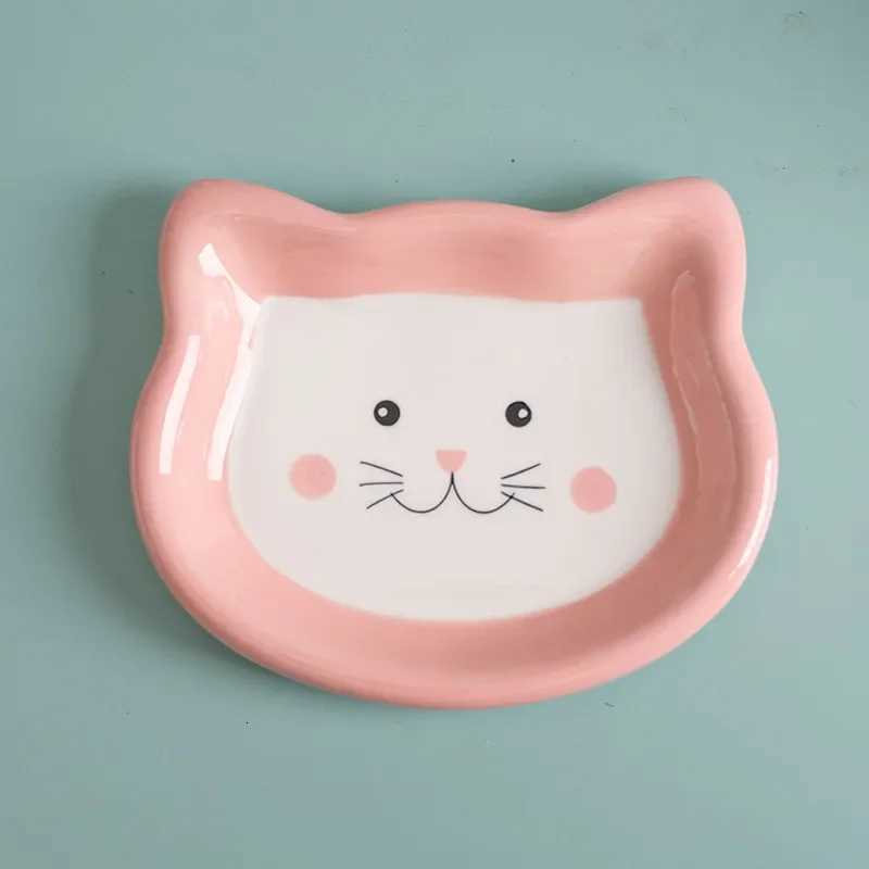 Cartoon Ceramic Cat Dog Bowl Dish Cute Shape No Spill Pet Food Water Feeder Cats Puppy Small Pet Bowl Feeding Supplies Y250806