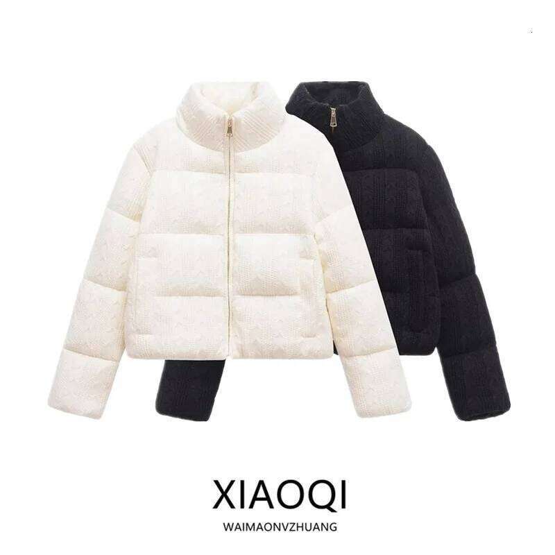 Designer Clothing 2025 Winter Women's Commute Thi Knitted Loose Jaet Outerwear Long Sve Zipper Closure Cotton Blend Faionable Versatile