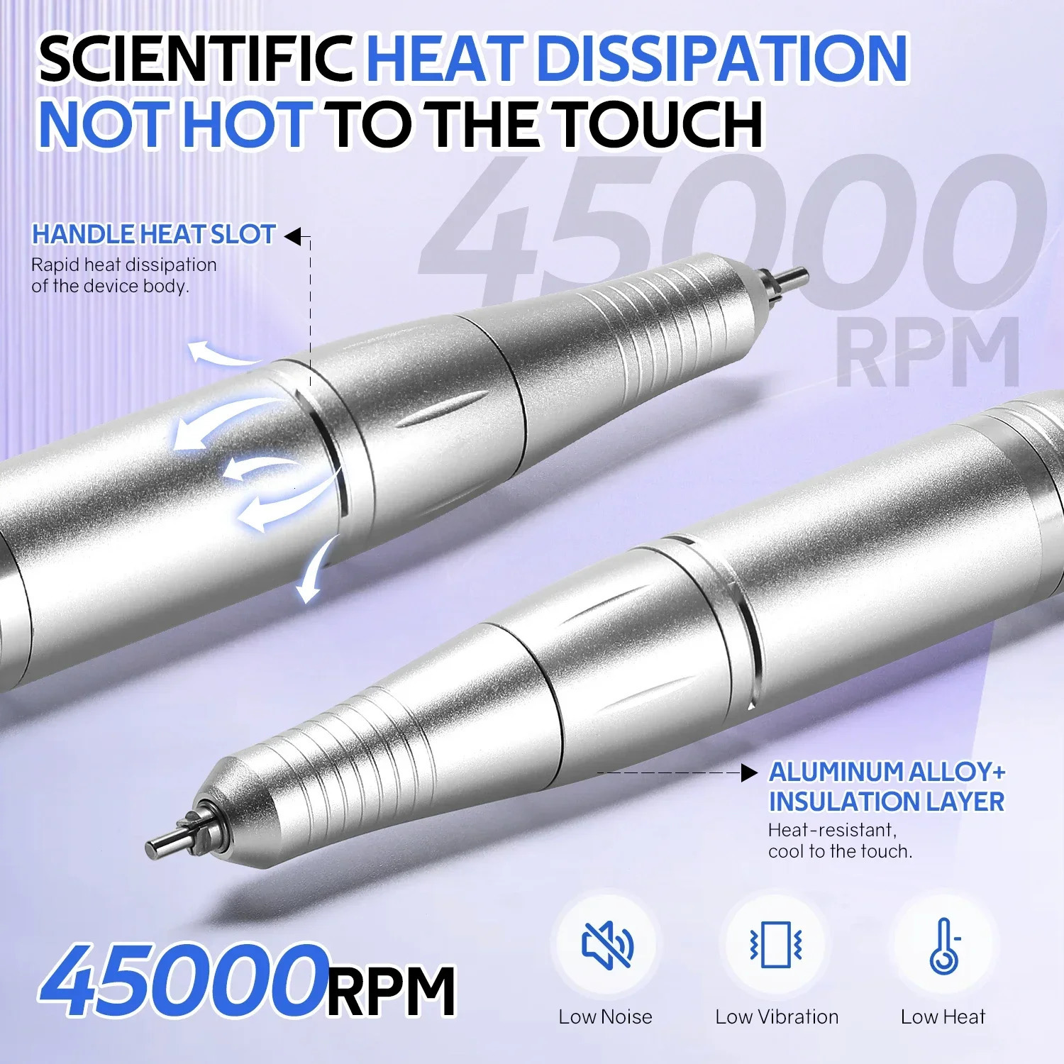 45000RPM Electric Nail Drill Machine Professional Nail Drills for Gel Nails Polish Rechargeable Portable Nail File Manicure Tool 250807