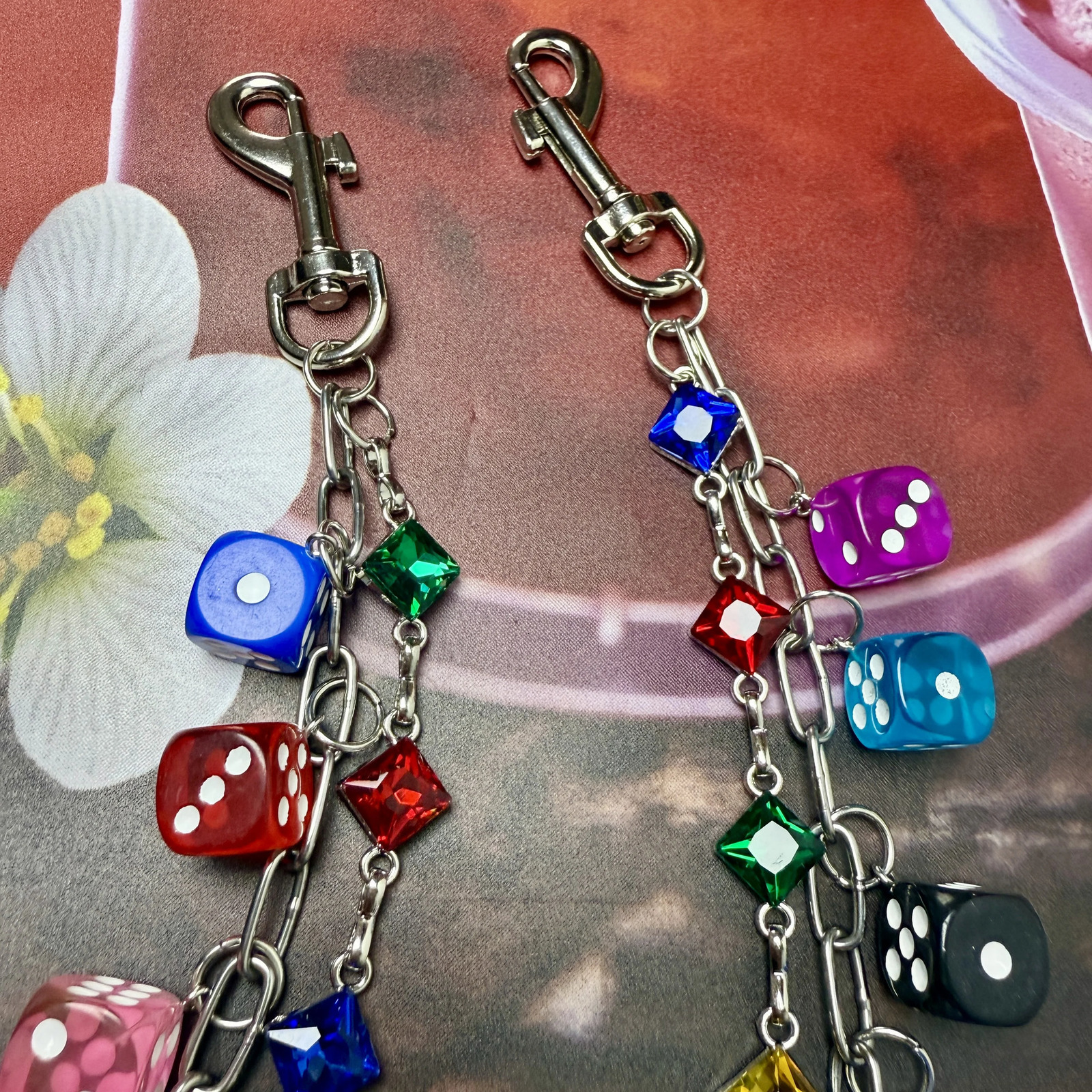 Hip-Hop Punk Trouser Chain Multi-Color Dice Double-Layer Trendyy Mens and Womens Party Waist Accessories 250805