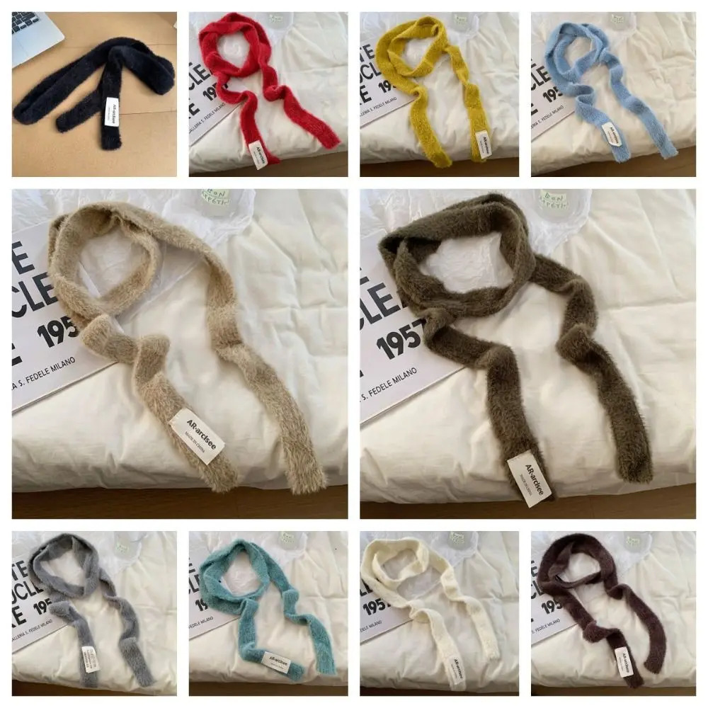 Soft Solid Color Wool Shawl Y2K Dressing Decoration Knitted Scarf Ribbon Korean Style Long Narrow Scarves AutumnWinter 250805