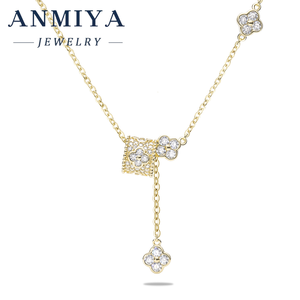 Light Luxury Design High Sense Four-leaf Clover Fringe 925 Silver Necklace Sweet Girl Necklace