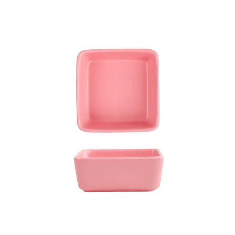 New Ceramic Cat Dog Bowl Puppy Kitten Anti Tipping Feeder with Wooden Tray Square Pet Food Dish Multiple Colors Dog Accessories Y250806