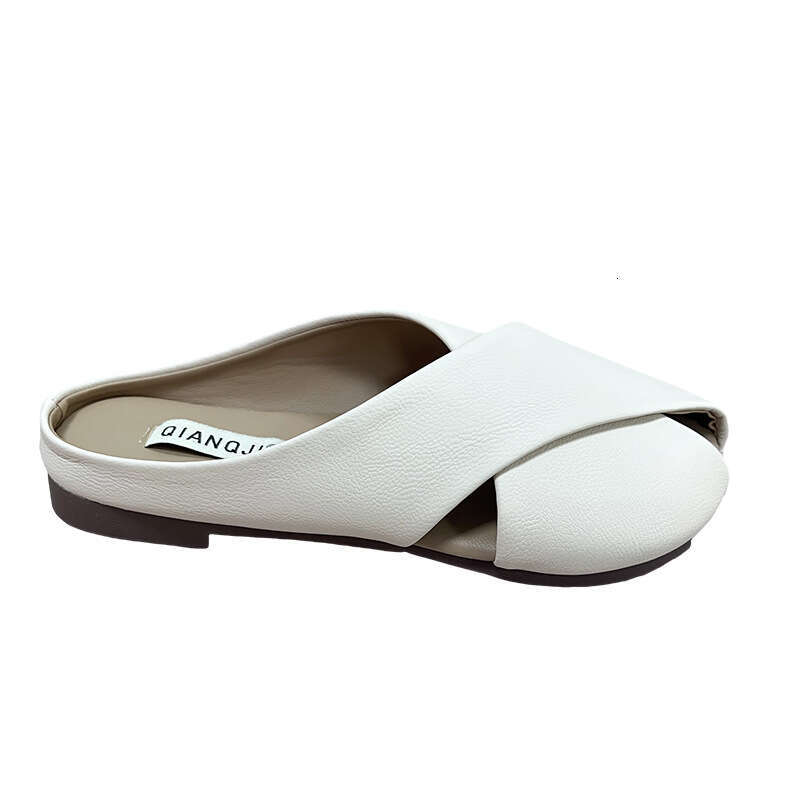 2025 designer shoes New Lazy Closed-Toe Half Slippers Summer Outdoor Fashion Non-Slip Flat Sandals for Pregnant Women Peep-Toe Single Shoes