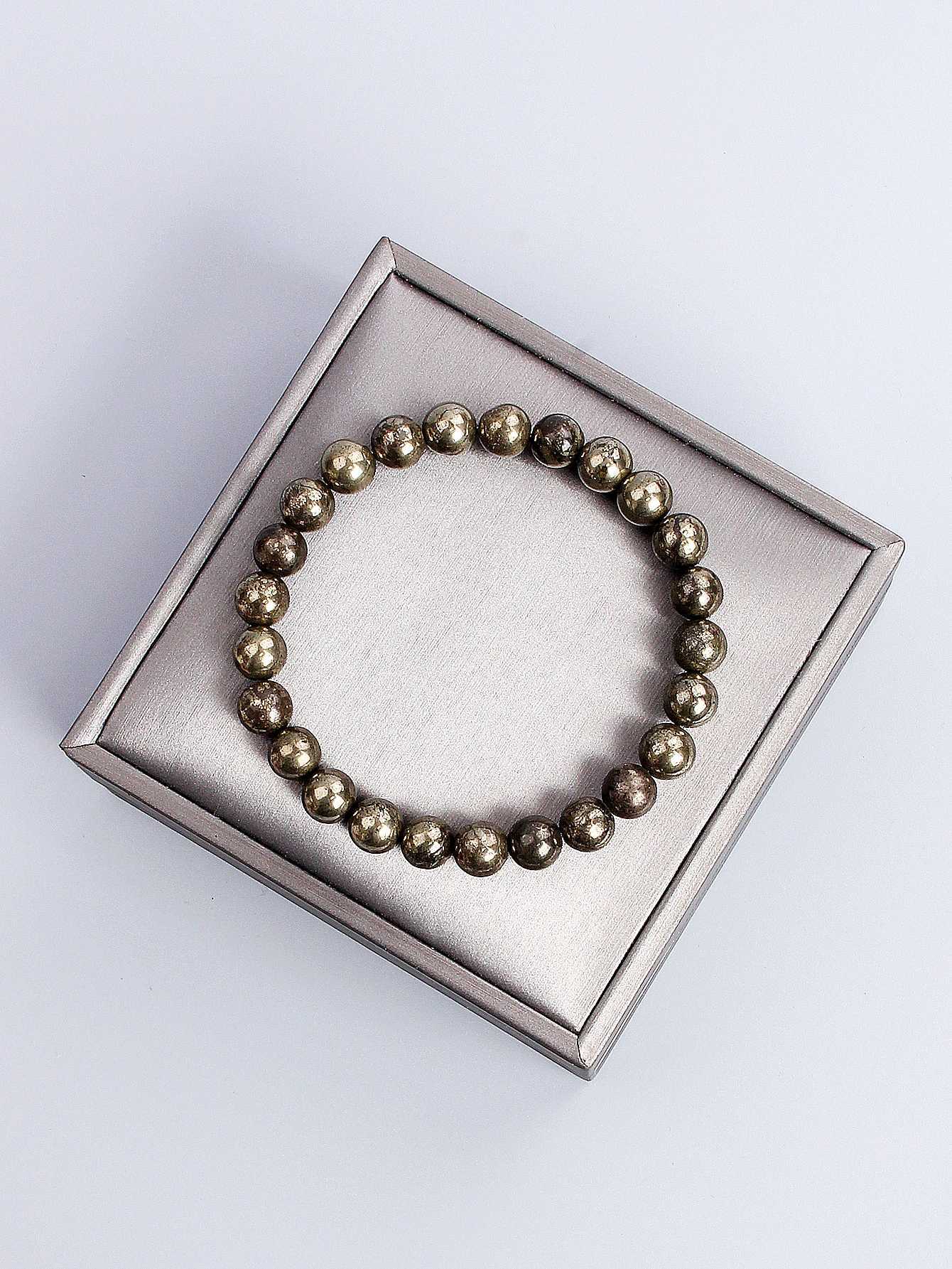 Natural Pyrite Stone Bead Bracelet for Wealth Abundance Confidence Boost Positive Energy Flow Protective Empowerment Jewelry W250807