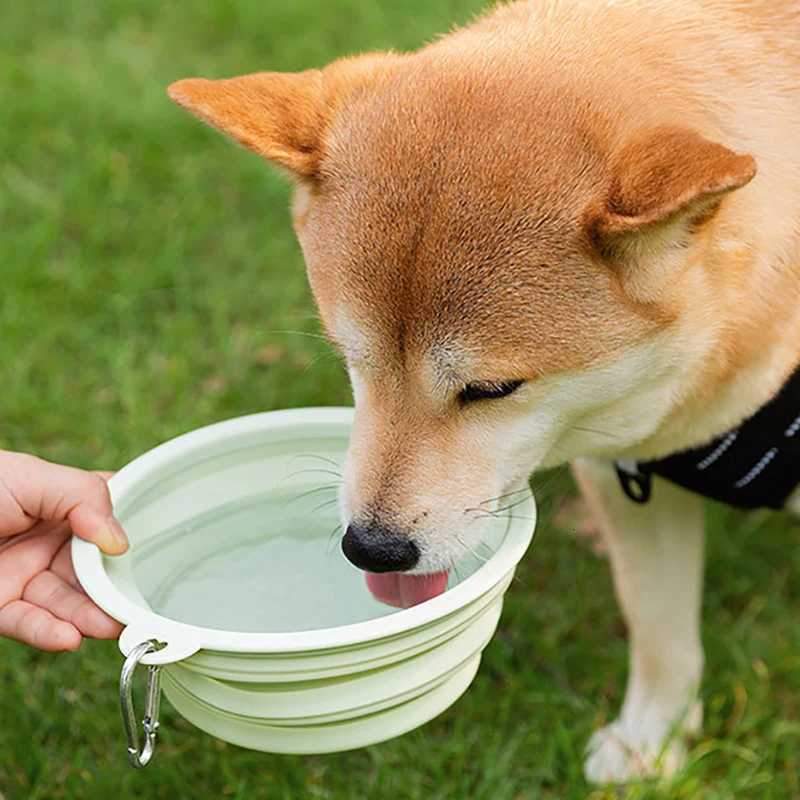 350/650/1000ml Dog Bowl Collapsible Silicone Feeder Dish Bowl Portable Large Capacity Puppy Water Food Container Travel Y250806