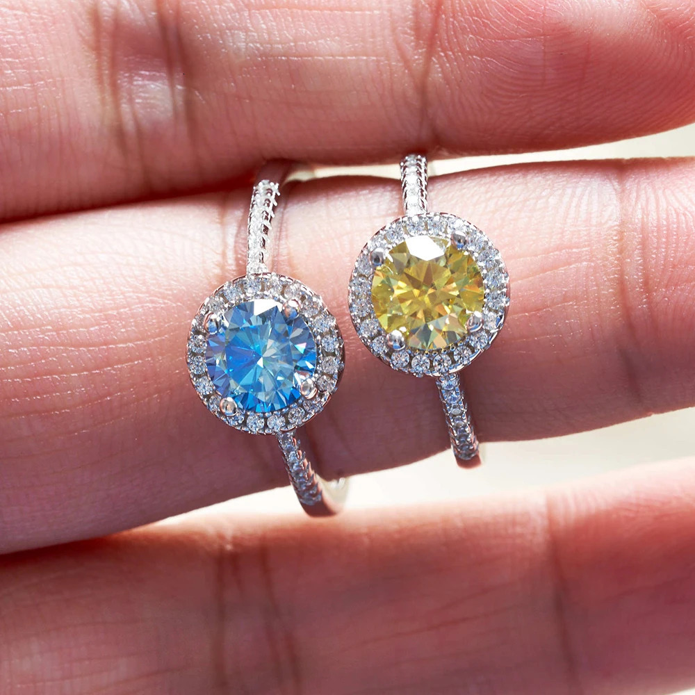 JoyceJelly Classical Womens 925 Sterling Silver Ring With Real 1ct 6.5mm D Color Round Shaped Wedding Jewelry 250730