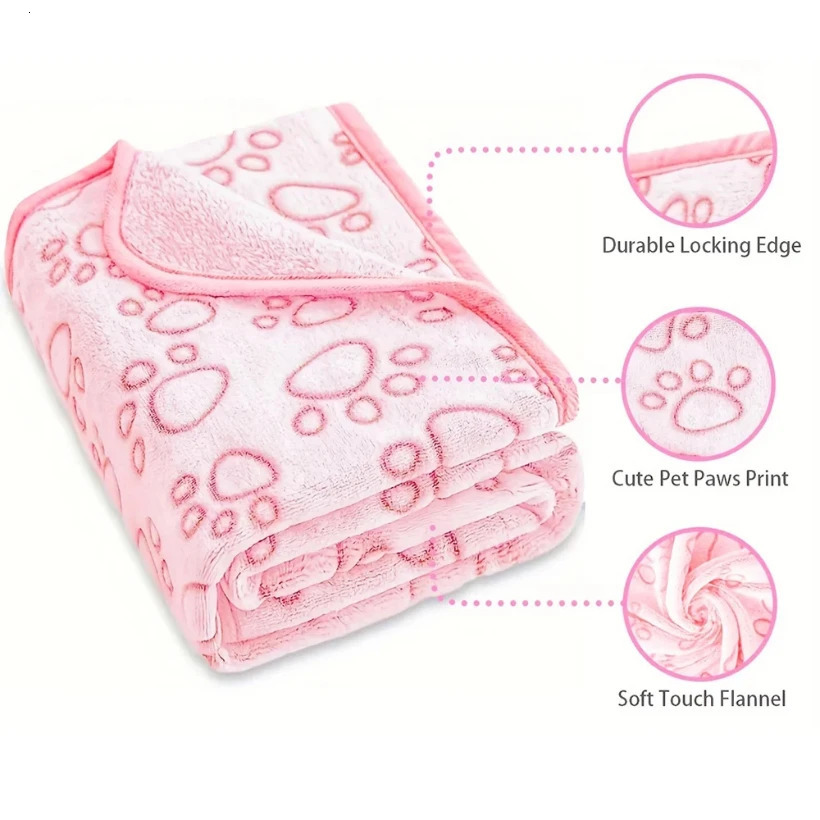 Pet BlanketSoft FluffyHigh QualityCute Paw Print Dog BlanketPet Pad Warm Cozy Blanket 250804