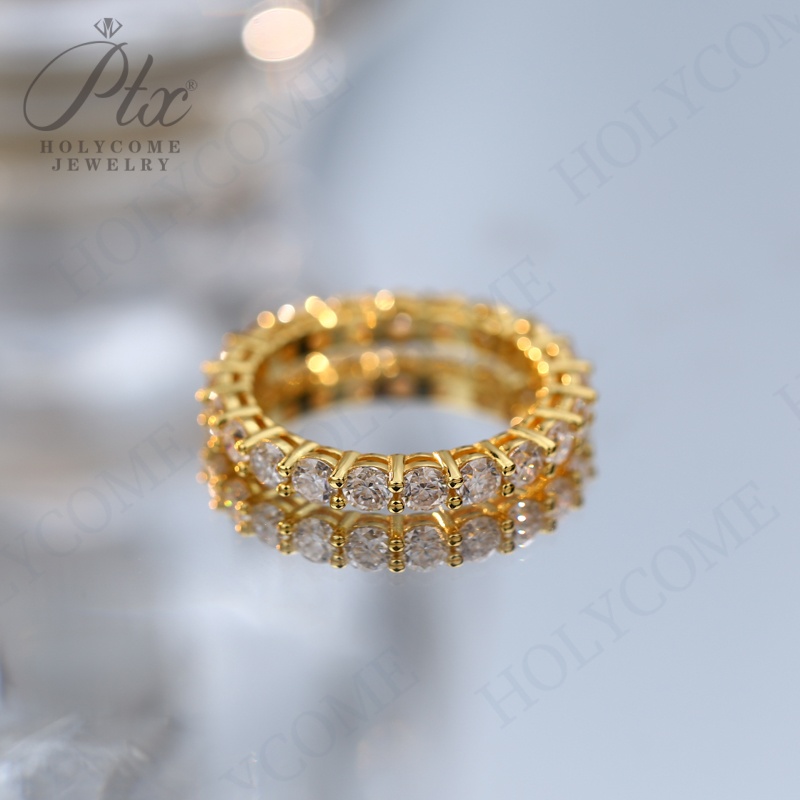 3MM Moissanite Full Circle Row Diamond Ring 925 Sterling Silver Pass Diamond Test For Women Wedding Fine Jewelry Engagement Eternity Bands